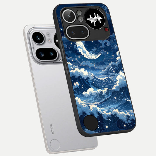  Ocean Moon Waves phone case For Nothing Phone 4A Pro showing premium glass back cover with detailed artwork