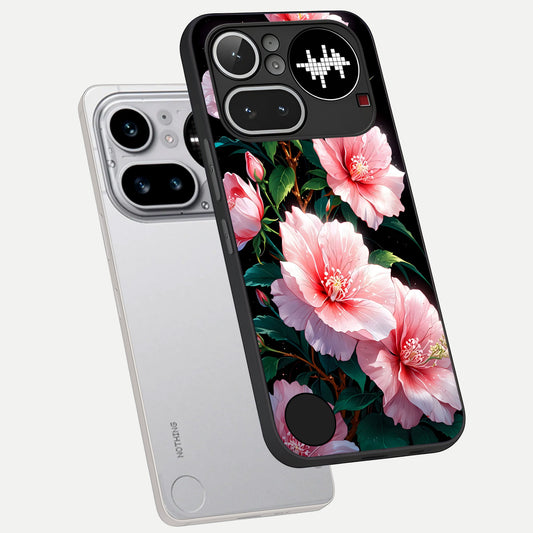  Peach Flower phone case For Nothing Phone 4A Pro showing premium glass back cover with detailed artwork