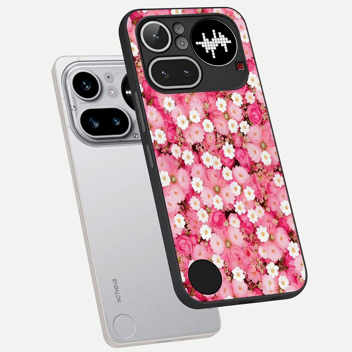  Pink Daisy Bliss phone case For Nothing Phone 4A Pro showing premium glass back cover with detailed artwork