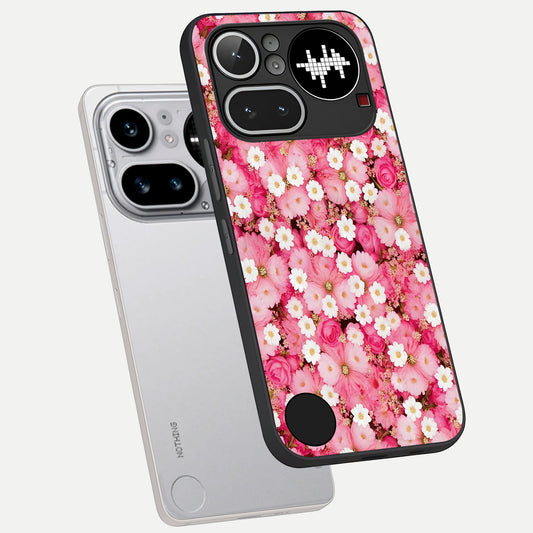  Pink Daisy Bliss phone case For Nothing Phone 4A Pro showing premium glass back cover with detailed artwork