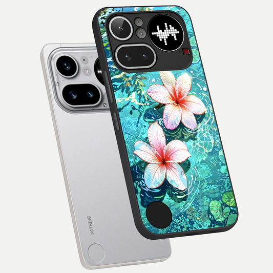  Pink Flowers in Water phone case For Nothing Phone 4A Pro showing premium glass back cover with detailed artwork