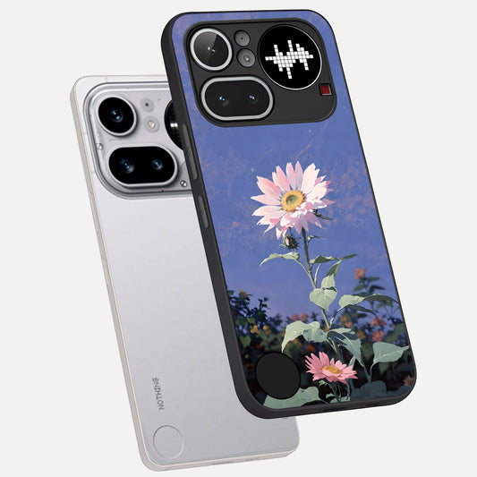  Pink Shells Outline phone case For Nothing Phone 4A Pro showing premium glass back cover with detailed artwork