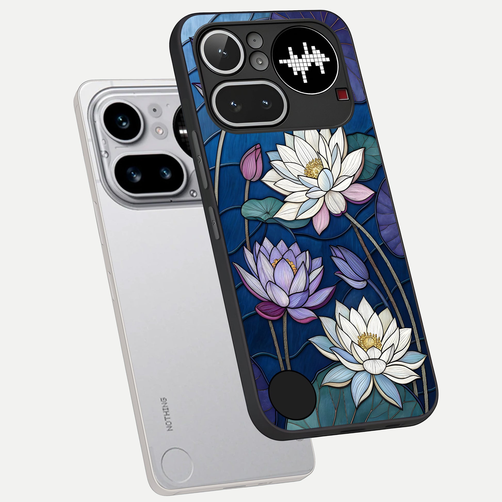  Purple Lotus Stained phone case For Nothing Phone 4A Pro showing premium glass back cover with detailed artwork