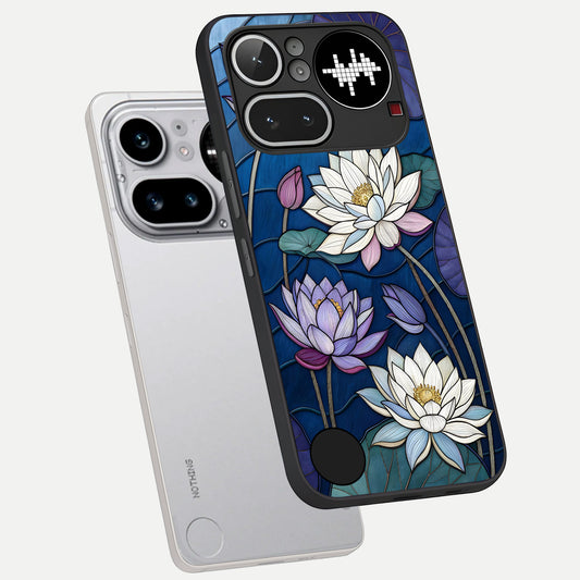  Purple Lotus Stained phone case For Nothing Phone 4A Pro showing premium glass back cover with detailed artwork