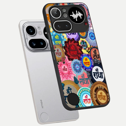  Radha Divine Bloom phone case For Nothing Phone 4A Pro showing premium glass back cover with detailed artwork