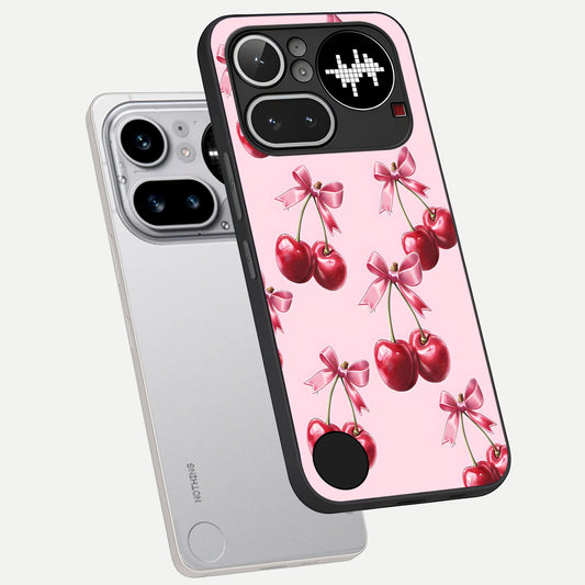  Red Cherries Pattern phone case For Nothing Phone 4A Pro showing premium glass back cover with detailed artwork