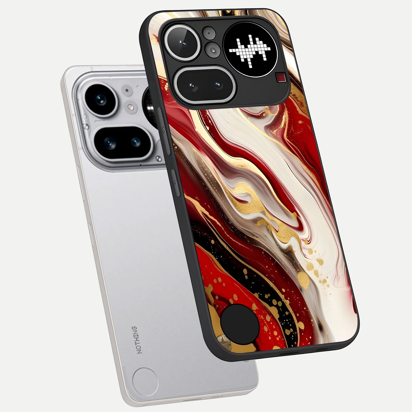  Red And White Marble phone case For Nothing Phone 4A Pro showing premium glass back cover with detailed artwork