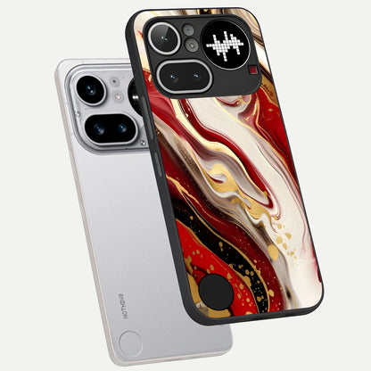  Red And White Marble phone case For Nothing Phone 4A Pro showing premium glass back cover with detailed artwork
