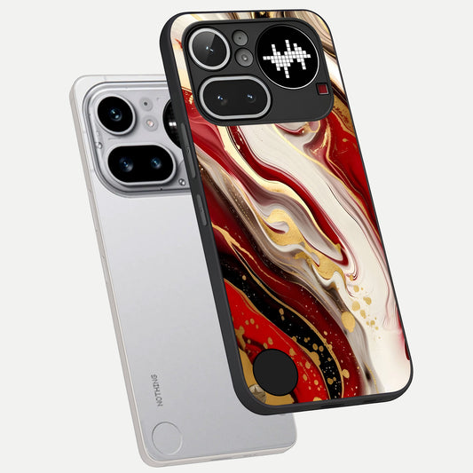  Red And White Marble phone case For Nothing Phone 4A Pro showing premium glass back cover with detailed artwork