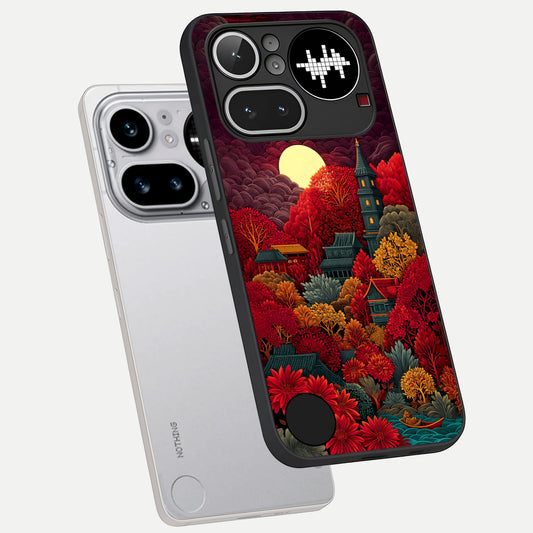  Scarlet Autumn Temple phone case For Nothing Phone 4A Pro showing premium glass back cover with detailed artwork