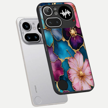  Sparkle Floral phone case For Nothing Phone 4A Pro showing premium glass back cover with detailed artwork