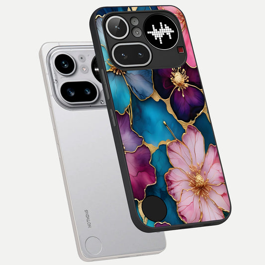  Sparkle Floral phone case For Nothing Phone 4A Pro showing premium glass back cover with detailed artwork