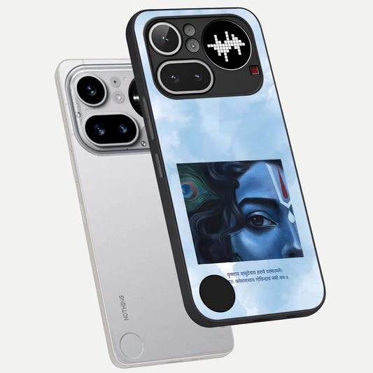  Spiritual Krishna phone case For Nothing Phone 4A Pro showing premium glass back cover with detailed artwork