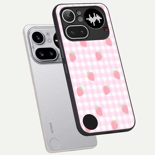  Strawberry Picnic Love phone case For Nothing Phone 4A Pro showing premium glass back cover with detailed artwork