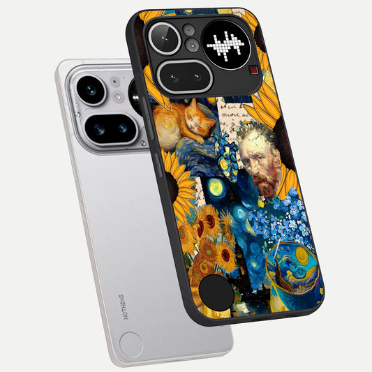  Sunflower Chic Mood Custom Name phone case For Nothing Phone 4A Pro showing premium glass back cover with detailed artwork