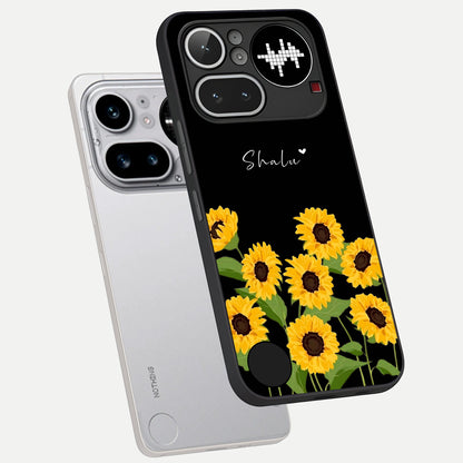  Sunflower Sky Bloom phone case For Nothing Phone 4A Pro showing premium glass back cover with detailed artwork