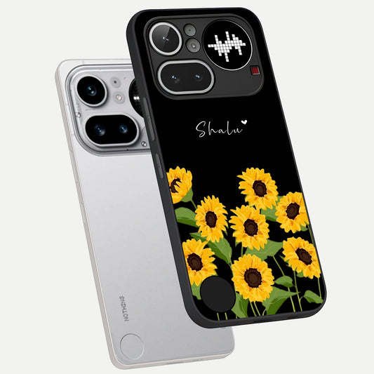  Sunflower Sky Bloom phone case For Nothing Phone 4A Pro showing premium glass back cover with detailed artwork