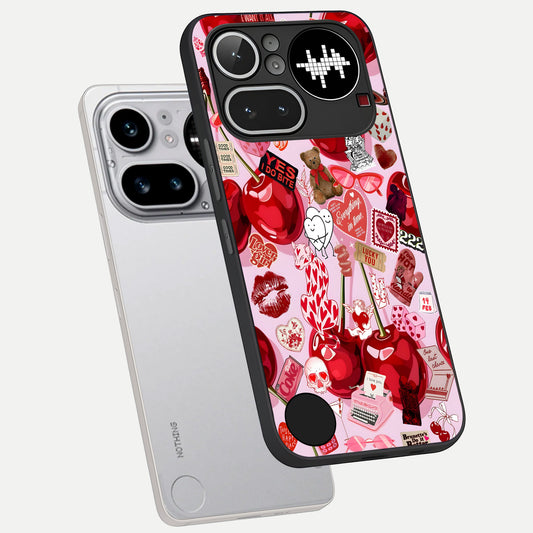  Sweet Cherry Chaos phone case For Nothing Phone 4A Pro showing premium glass back cover with detailed artwork