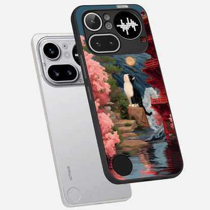  Temple Cat Scenery phone case For Nothing Phone 4A Pro showing premium glass back cover with detailed artwork