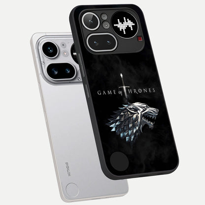  Throne Wolf Legacy phone case For Nothing Phone 4A Pro showing premium glass back cover with detailed artwork