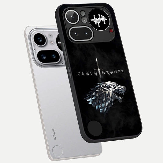  Throne Wolf Legacy phone case For Nothing Phone 4A Pro showing premium glass back cover with detailed artwork