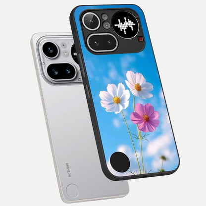  Tripple Flowers With Sky phone case For Nothing Phone 4A Pro showing premium glass back cover with detailed artwork