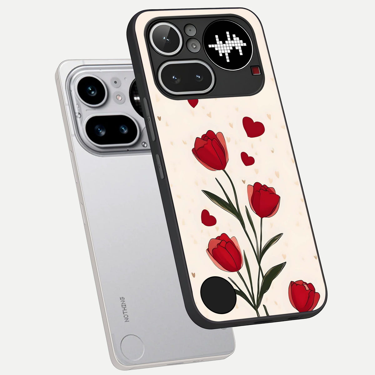  Tulip With Heart phone case For Nothing Phone 4A Pro showing premium glass back cover with detailed artwork