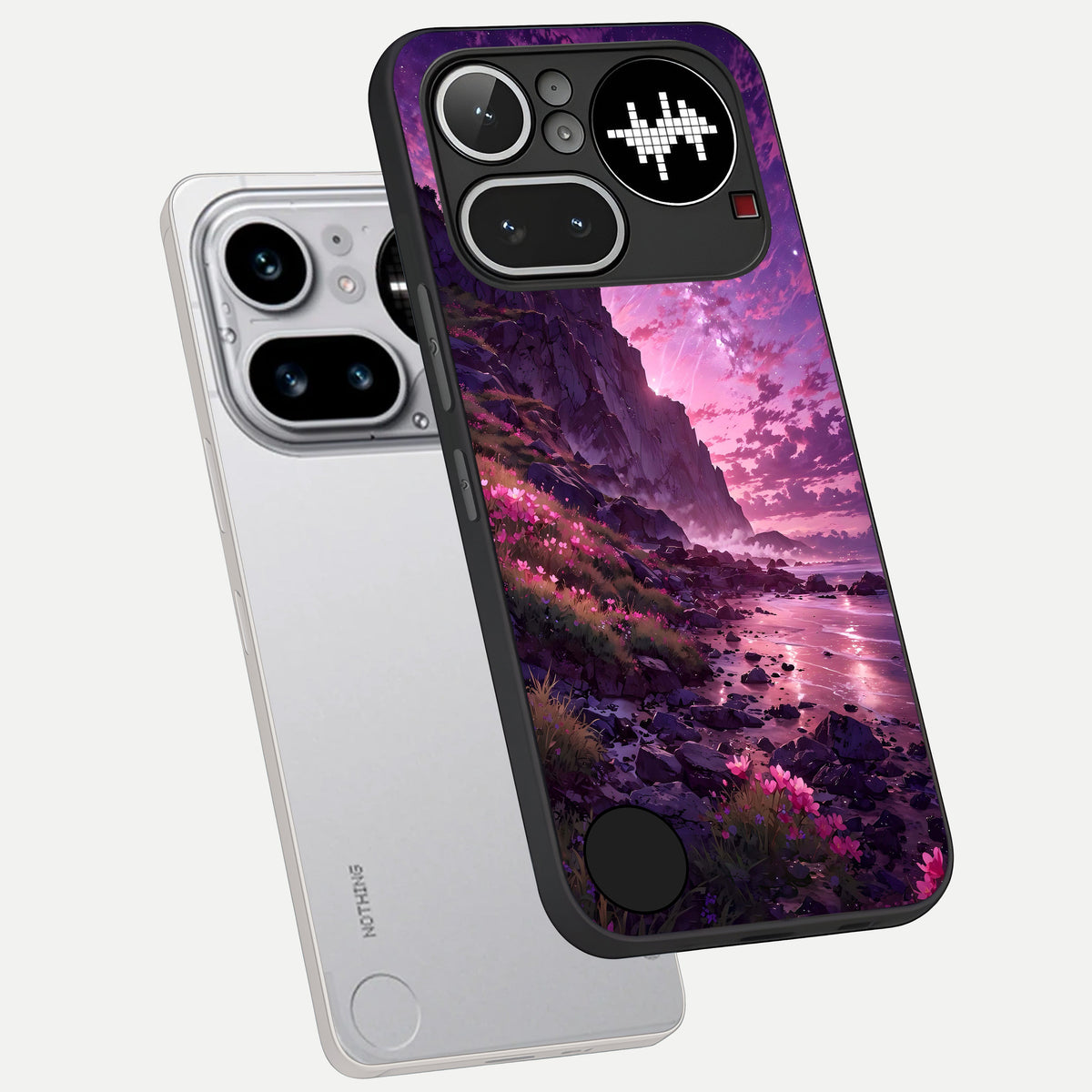  Twilight Blossom Coast phone case For Nothing Phone 4A Pro showing premium glass back cover with detailed artwork