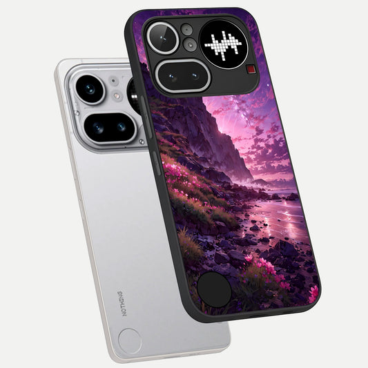  Twilight Blossom Coast phone case For Nothing Phone 4A Pro showing premium glass back cover with detailed artwork