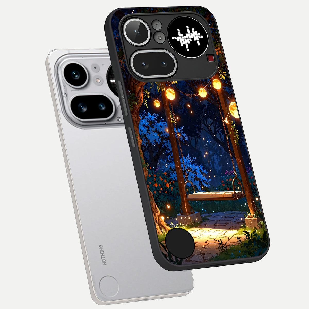  Twilight Garden Swing phone case For Nothing Phone 4A Pro showing premium glass back cover with detailed artwork