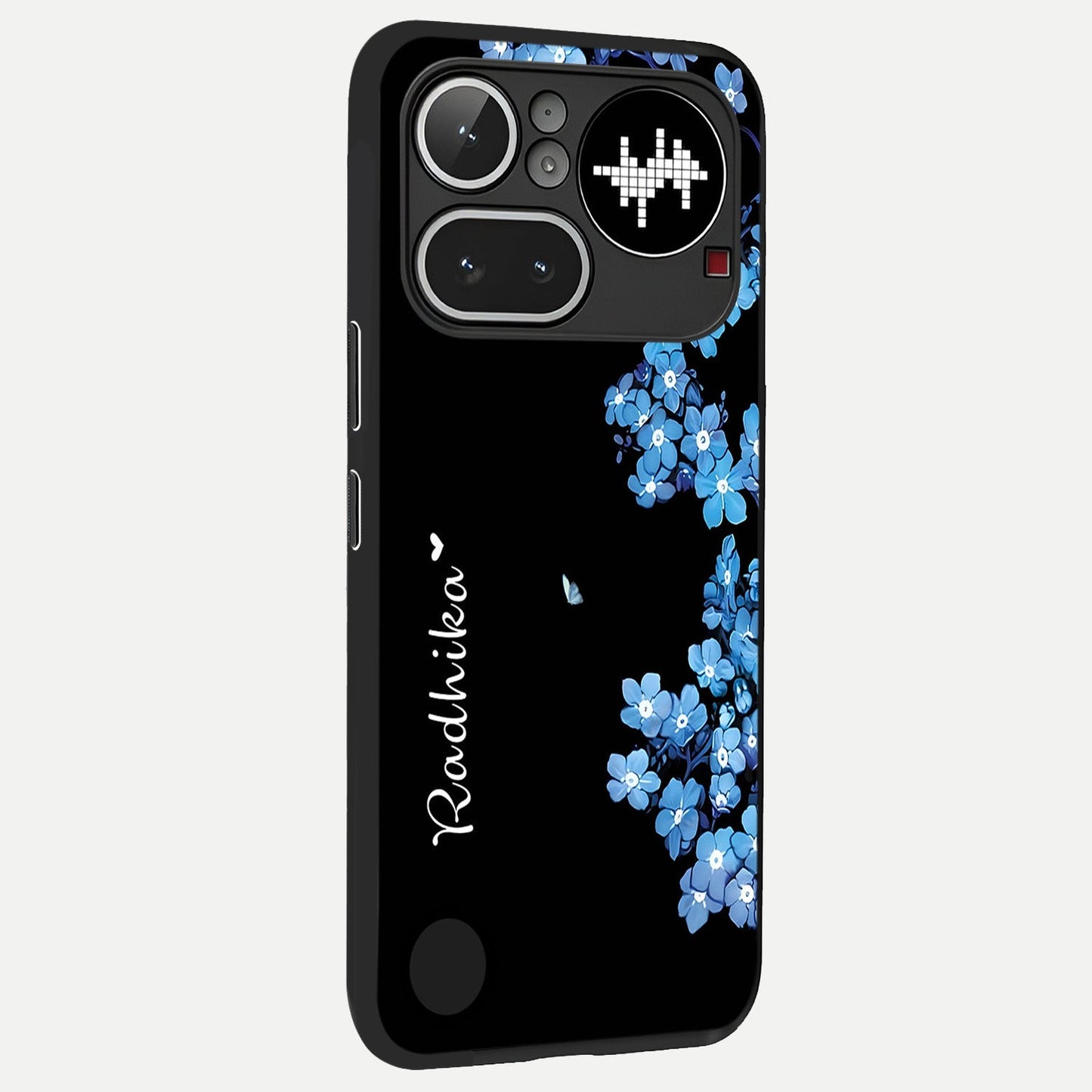  Blue Petal Dream Custom Name back cover For Nothing Phone 4A Pro slim fit glass case with vibrant aesthetic design