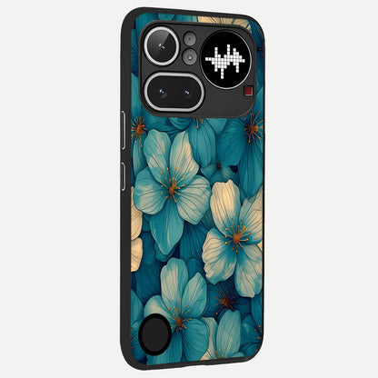  Blue Shade Floral back cover For Nothing Phone 4A Pro slim fit glass case with vibrant aesthetic design