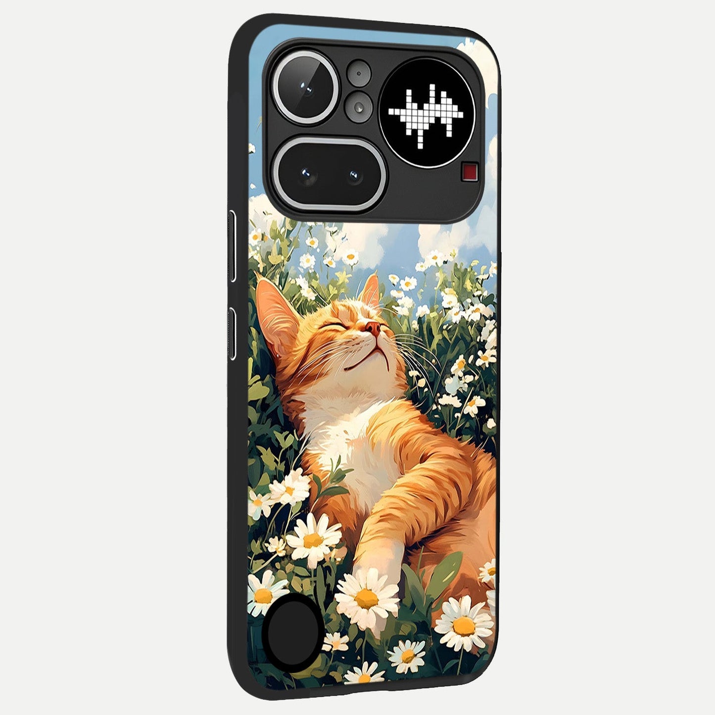  Cat And Flowers View back cover For Nothing Phone 4A Pro slim fit glass case with vibrant aesthetic design