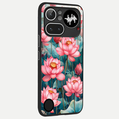  Celestial Pink Lotus back cover For Nothing Phone 4A Pro slim fit glass case with vibrant aesthetic design