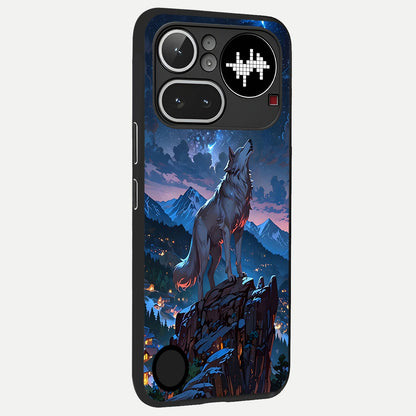  Celestial Wolf Howl back cover For Nothing Phone 4A Pro slim fit glass case with vibrant aesthetic design