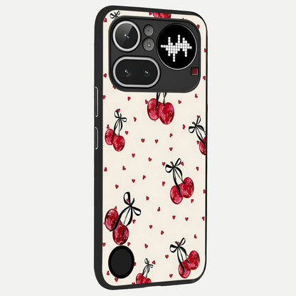  Cherry Heart Bow back cover For Nothing Phone 4A Pro slim fit glass case with vibrant aesthetic design