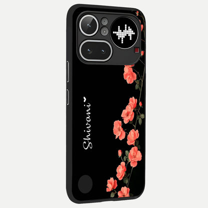  Crimson Bloom Grace Custom Name back cover For Nothing Phone 4A Pro slim fit glass case with vibrant aesthetic design