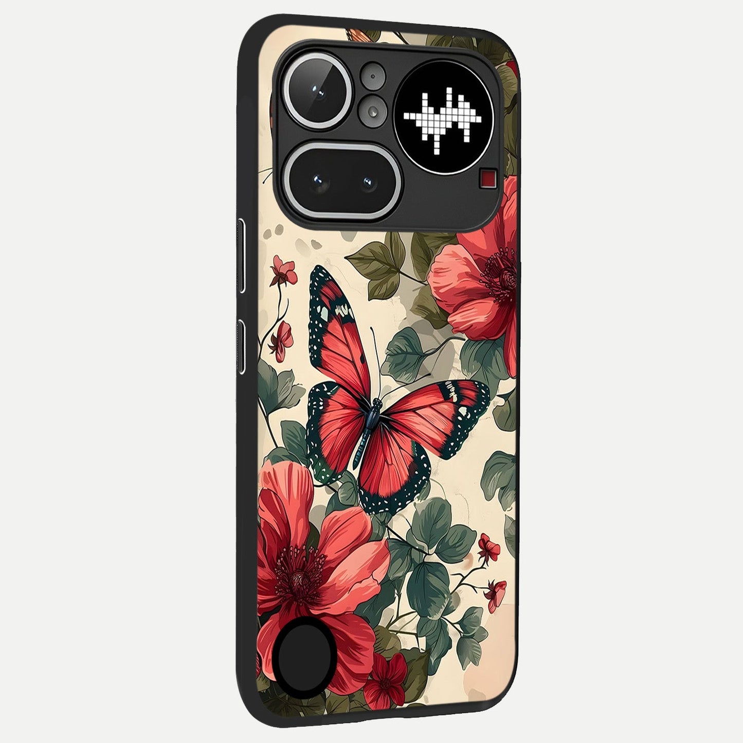  Crimson Butterfly Garden back cover For Nothing Phone 4A Pro slim fit glass case with vibrant aesthetic design