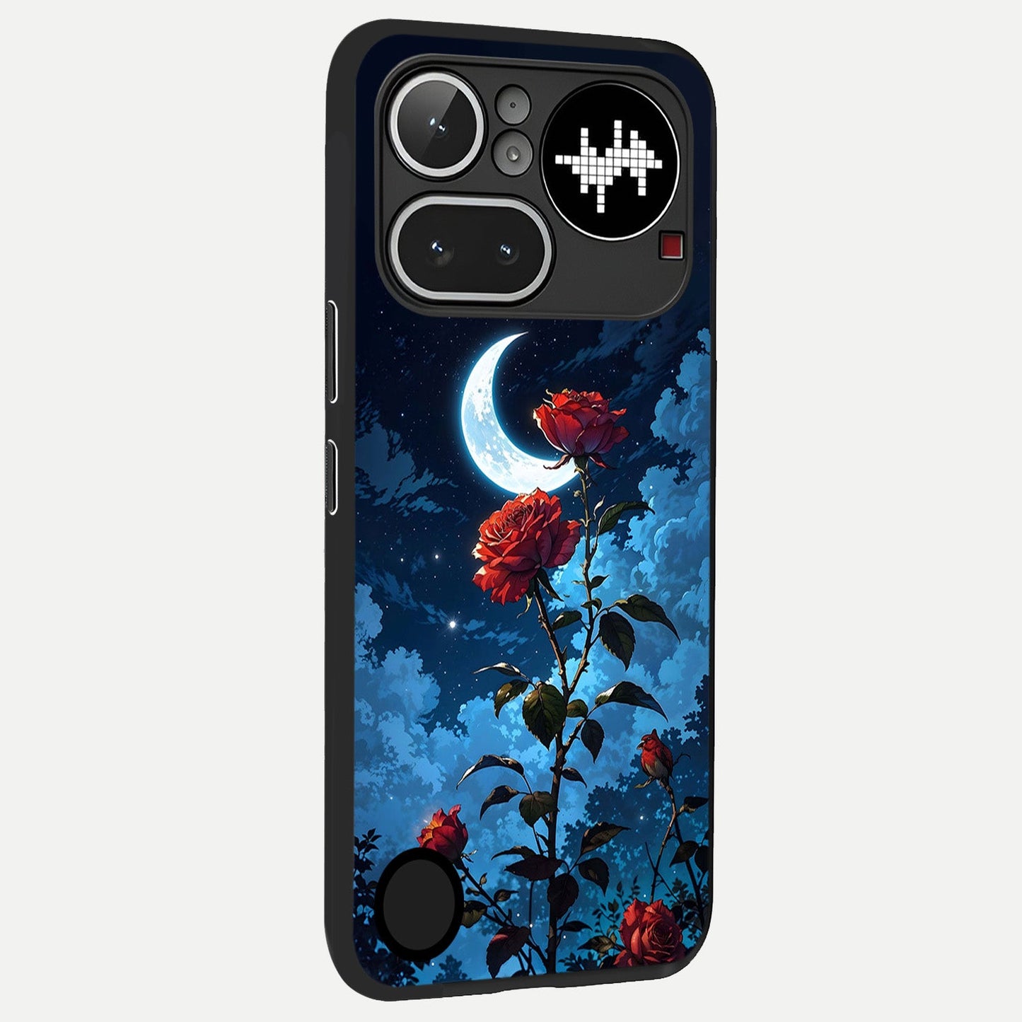  Crimson Rose Moon back cover For Nothing Phone 4A Pro slim fit glass case with vibrant aesthetic design