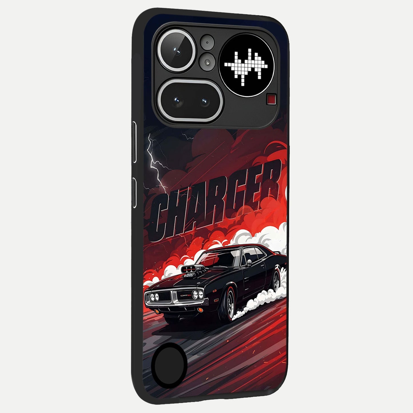  Dark Charger Fury back cover For Nothing Phone 4A Pro slim fit glass case with vibrant aesthetic design