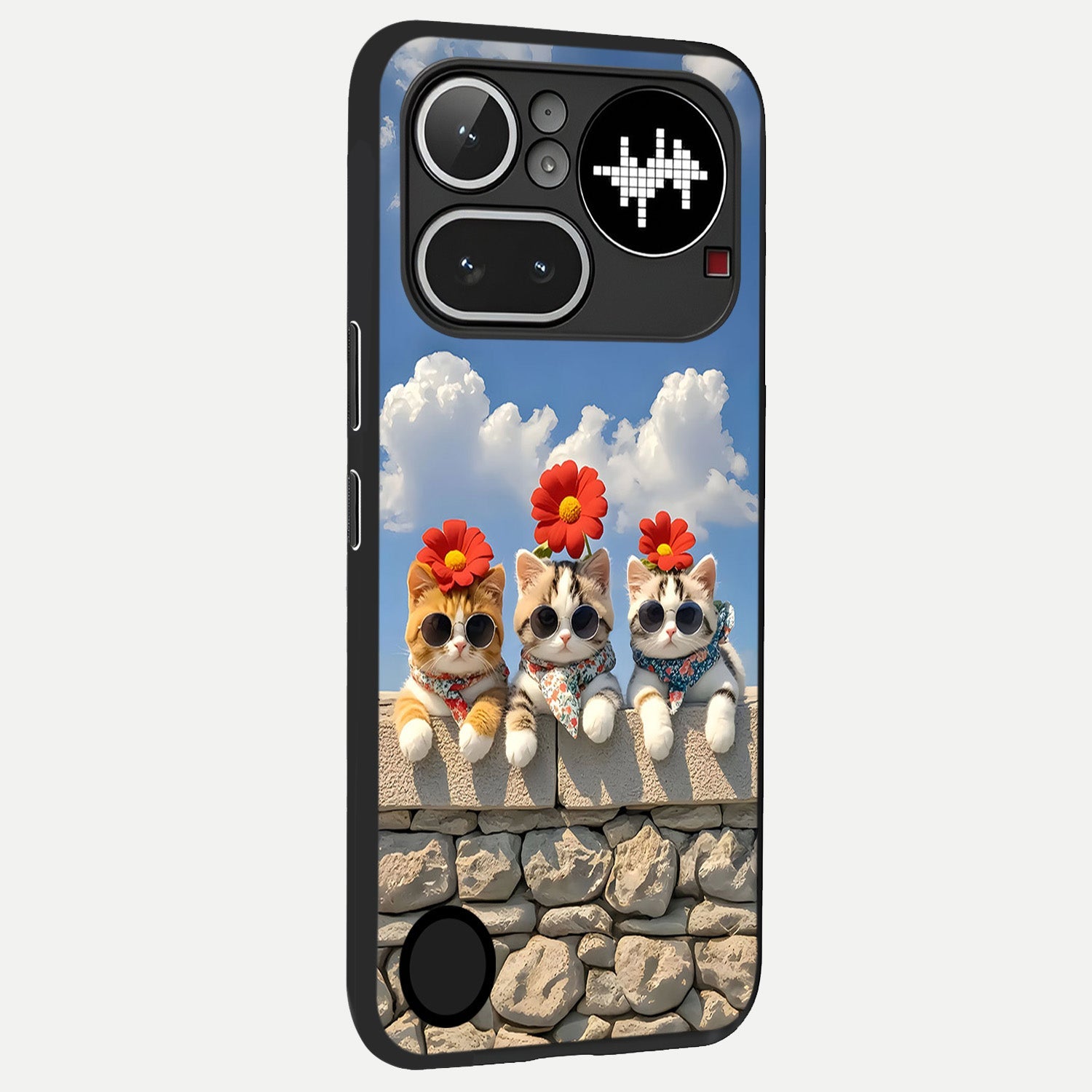  Floral Kitty Squad back cover For Nothing Phone 4A Pro slim fit glass case with vibrant aesthetic design
