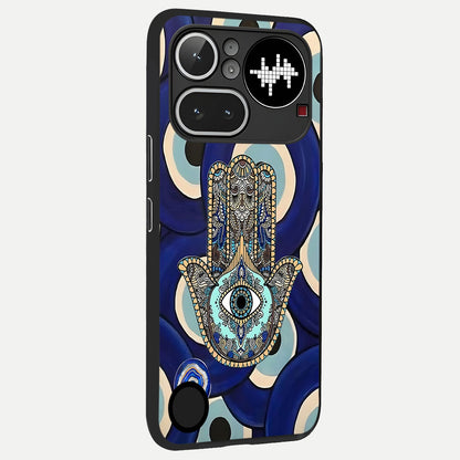  Hamsa Divine Guard back cover For Nothing Phone 4A Pro slim fit glass case with vibrant aesthetic design