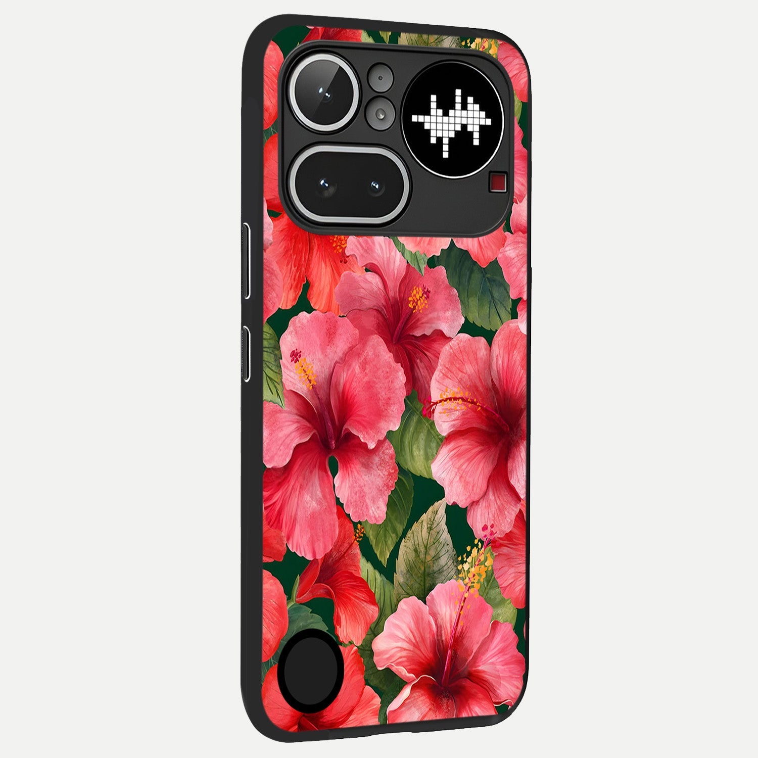  Hibiscus Pattern back cover For Nothing Phone 4A Pro slim fit glass case with vibrant aesthetic design