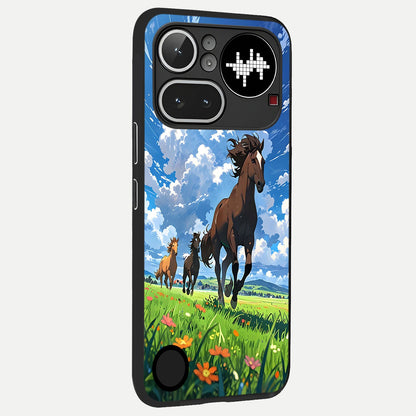  Majestic Horses Galloping back cover For Nothing Phone 4A Pro slim fit glass case with vibrant aesthetic design