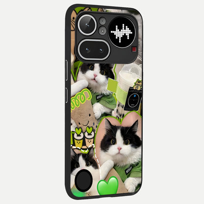  Matcha Cats Mood back cover For Nothing Phone 4A Pro slim fit glass case with vibrant aesthetic design