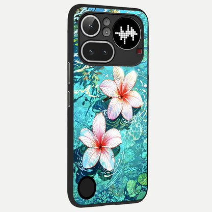  Pink Flowers in Water back cover For Nothing Phone 4A Pro slim fit glass case with vibrant aesthetic design