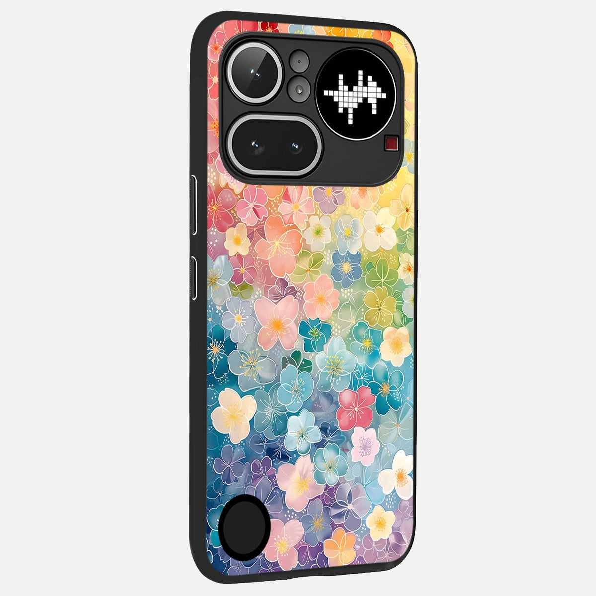  Rainbow Blossom Burst back cover For Nothing Phone 4A Pro slim fit glass case with vibrant aesthetic design