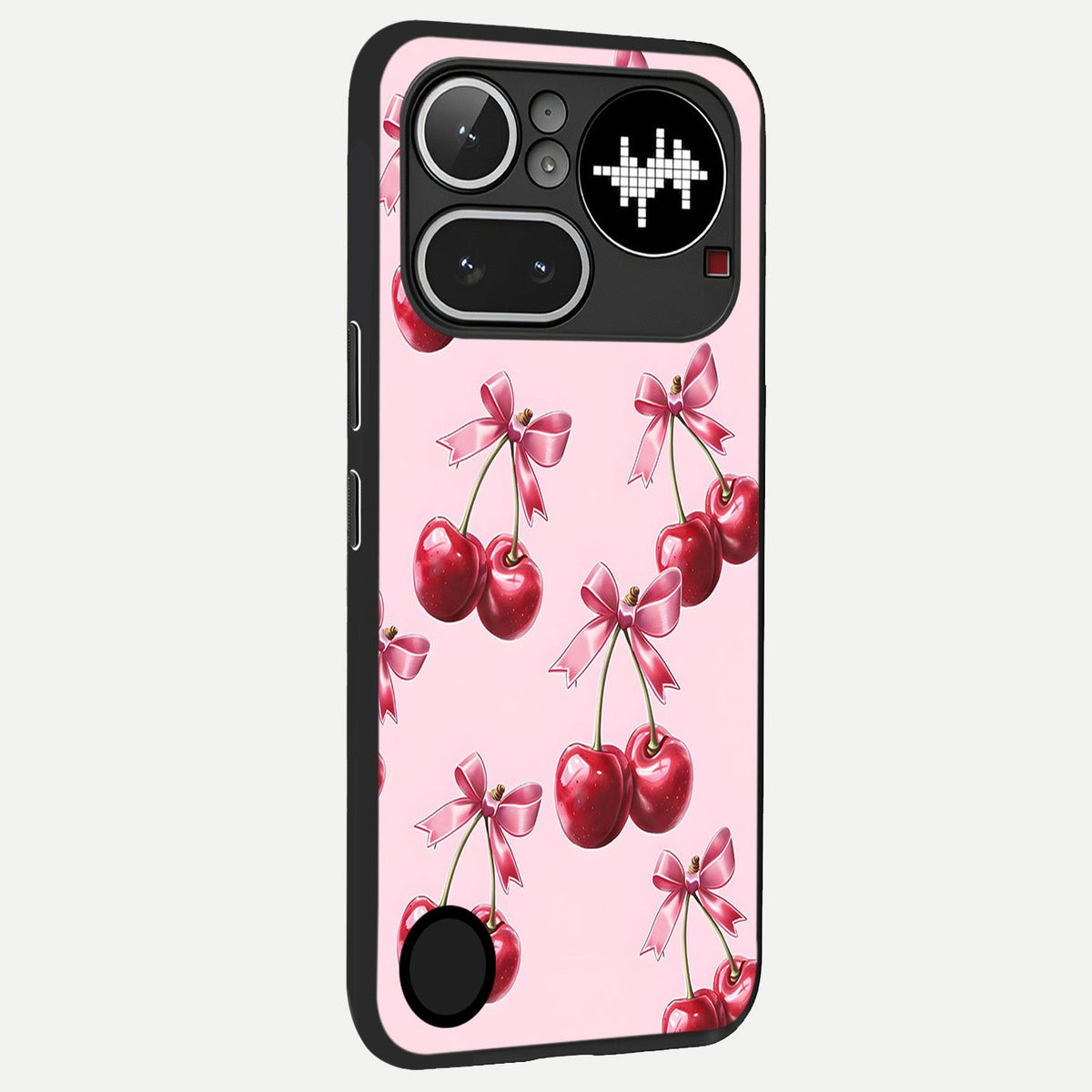  Red Cherries Pattern back cover For Nothing Phone 4A Pro slim fit glass case with vibrant aesthetic design