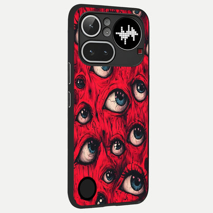  Red Eyes Pattern back cover For Nothing Phone 4A Pro slim fit glass case with vibrant aesthetic design