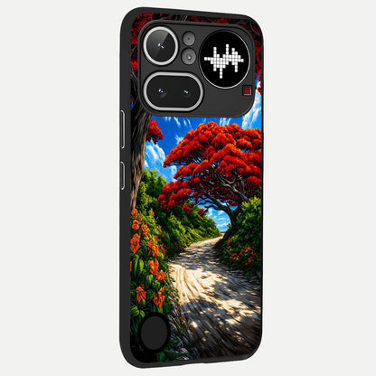  Red Trees Pathway back cover For Nothing Phone 4A Pro slim fit glass case with vibrant aesthetic design